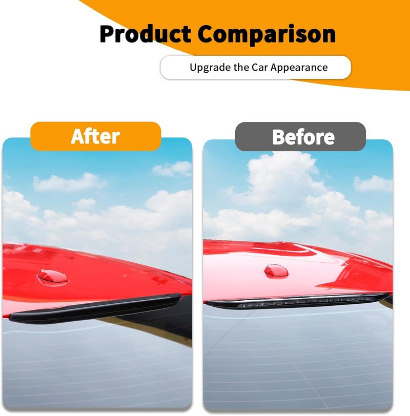 Hoolcar Third Brake Light Cover High Mount 3rd Blake Stop Reverse Cargo Light Cover Trim Exterior Accessories for Ford Mustang 2015-2024, Smoked Black - Image 2